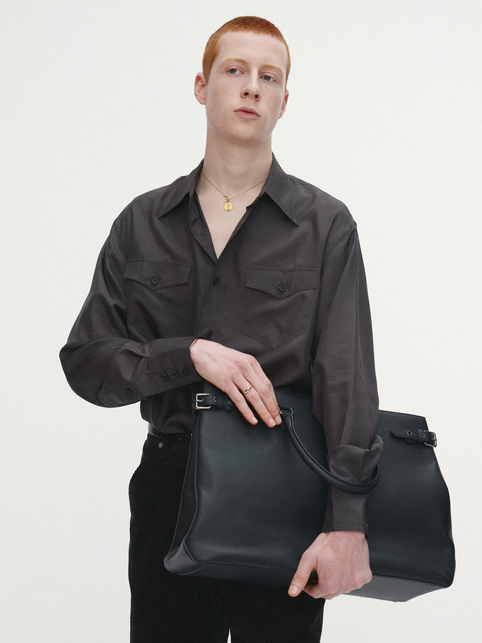Tonywack - Silk Double Pocket Shirt (Olive Charcoal) product image 4 | TRAB K-Fashion Australia