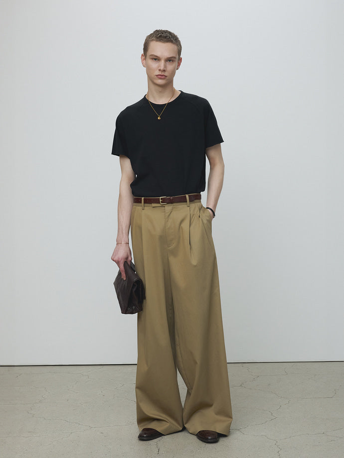 Tonywack - Cotton Tencel Double-Pleats Wide Pants (Khaki Beige) product image 6 | TRAB K-Fashion Australia