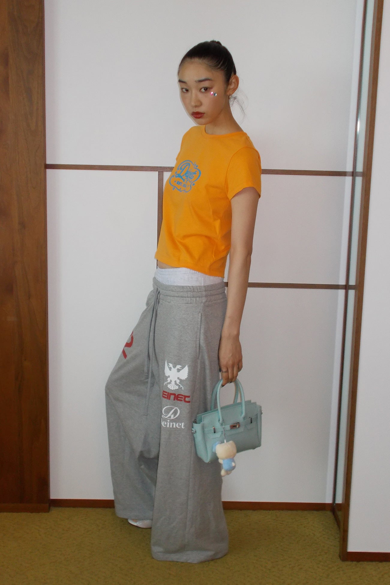 Deinet - Layered 2 Graphic Sweatpants (Melange Grey) product image 6 | TRAB K-Fashion Australia