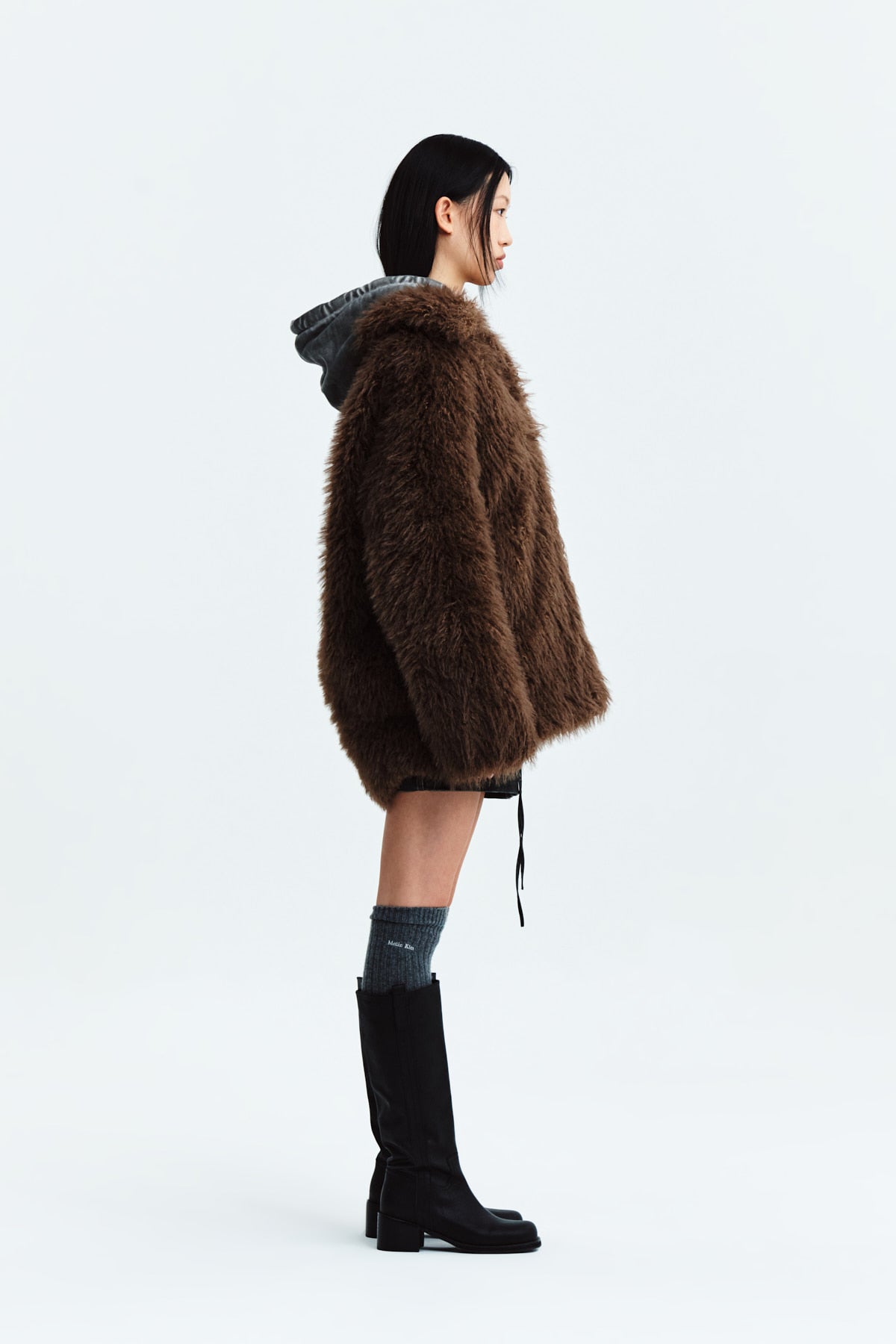 Matin Kim - Oversize Hairy Fur Coat (Brown) product image 7 | TRAB K-Fashion Australia