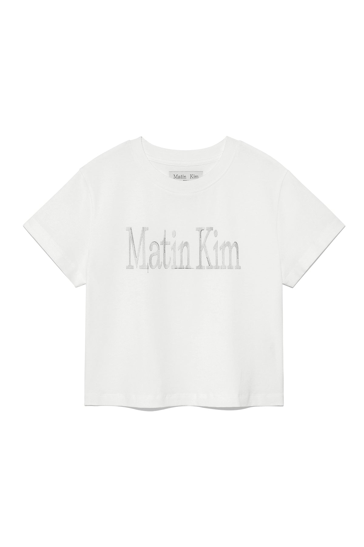 Matin Kim - Pattern Artwork Logo Crop Top (White) product image 1 | TRAB K-Fashion Australia