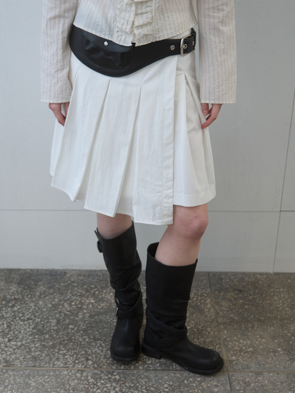 Kijun - Pleated Wrap Skirt (Off-White) product image 6 | TRAB K-Fashion Australia