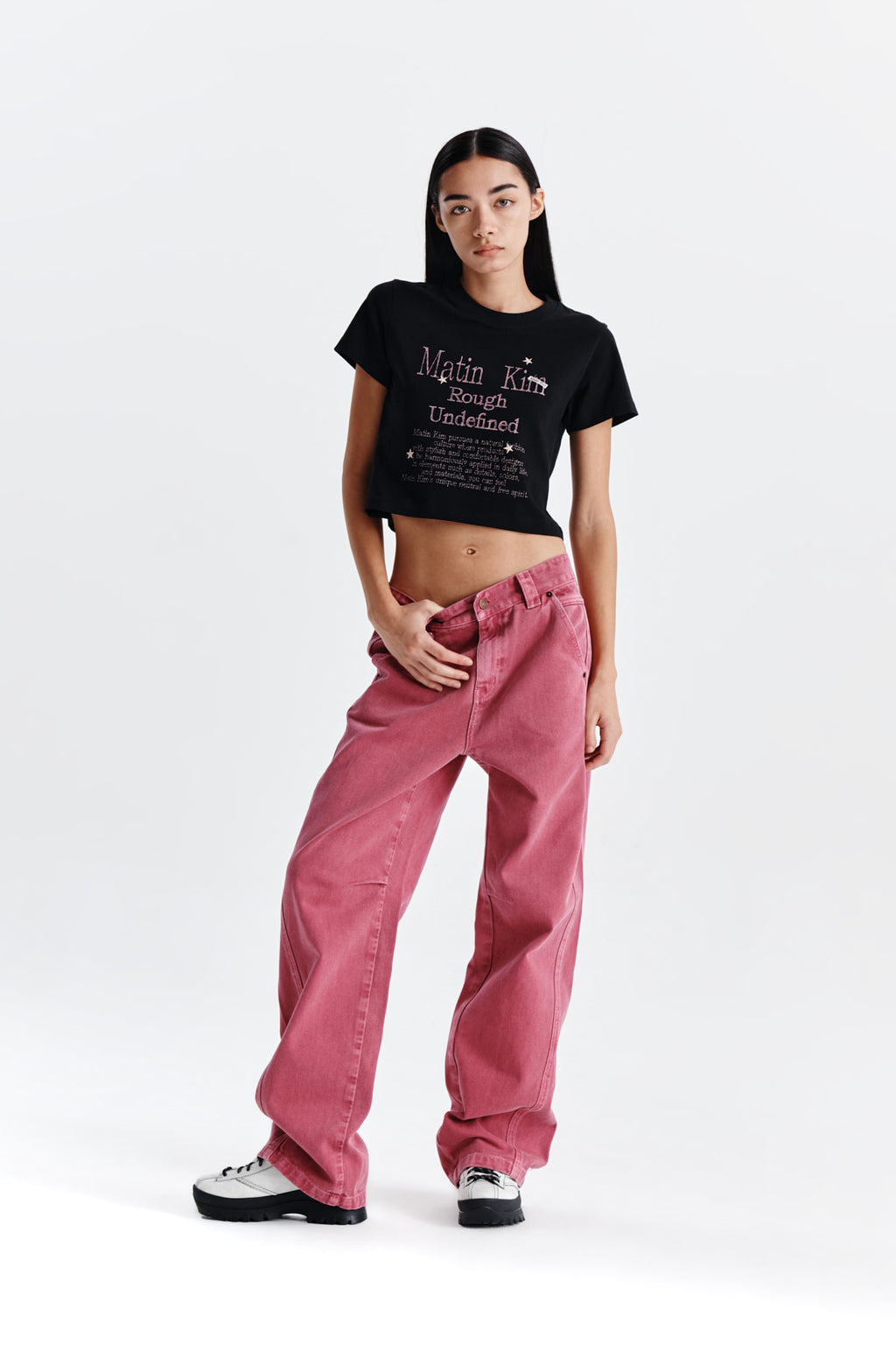 Matin Kim - Dazzle Lettering Crop Top (Black) product image 9 | TRAB K-Fashion Australia