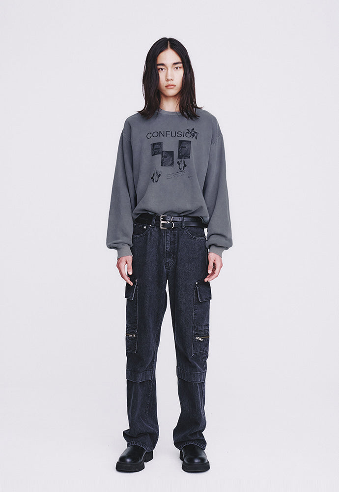 Tonywack - Confusion Mugshot Garment-Dyeing Sweatshirt (Faded Grey) product image 1 | TRAB K-Fashion Australia