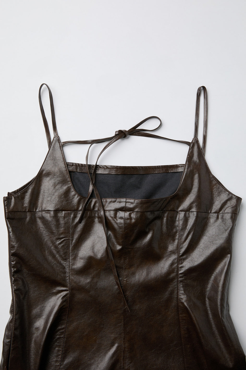 Coor - Fake Leather Back Strap Dress (Brown) product image 6 | TRAB K-Fashion Australia