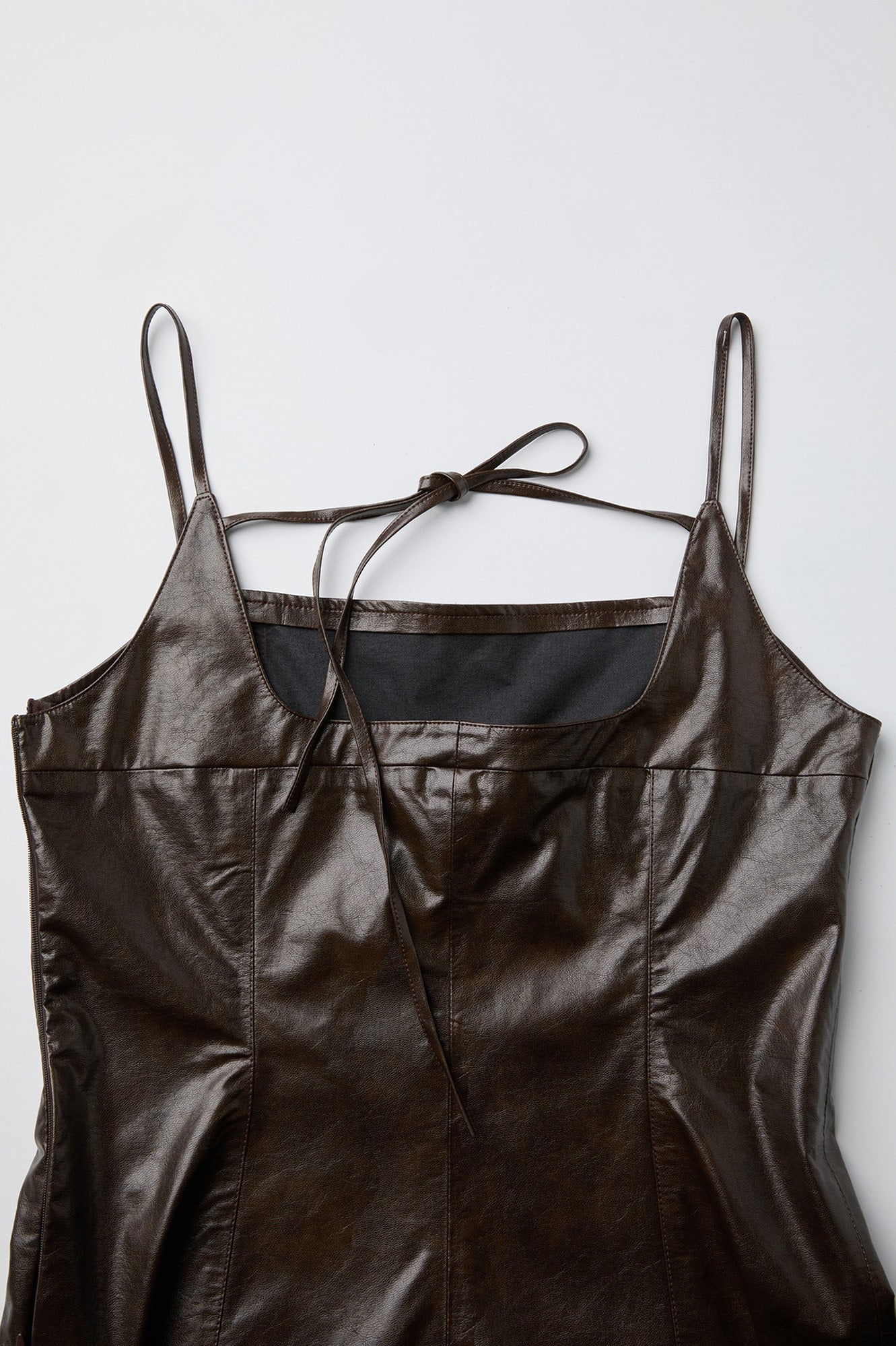 Coor - Fake Leather Back Strap Dress (Brown) product image 6 | TRAB K-Fashion Australia