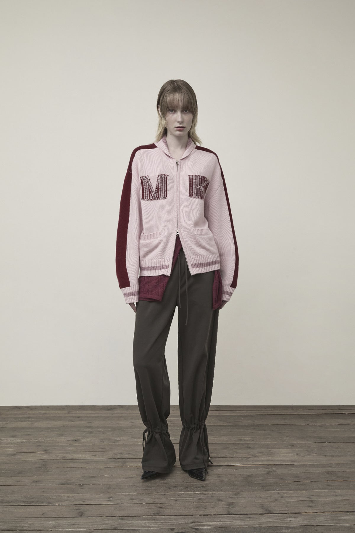 Matin Kim - Matin Kim Initial Knit Zip Up (Pink) product image 8 | TRAB K-Fashion Australia
