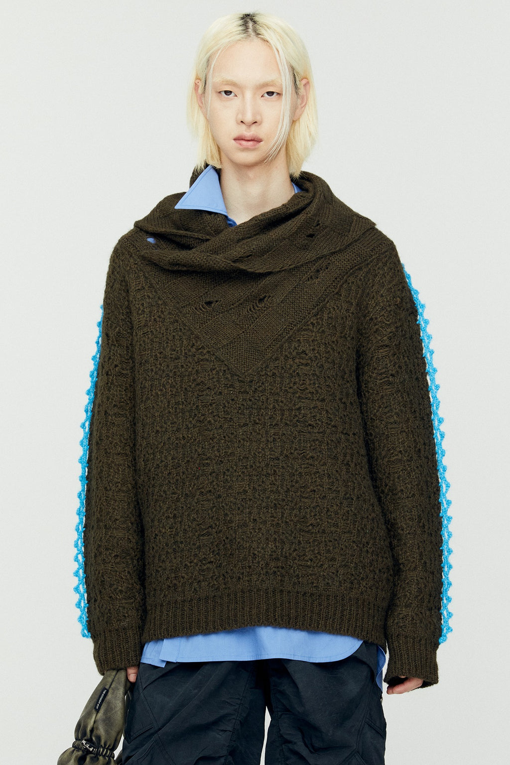 Andersson Bell - Arelin Shawl Layered Sweater (Khaki) product image 1 | TRAB K-Fashion Australia