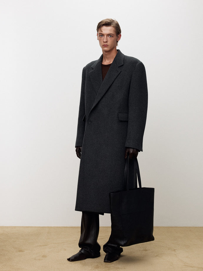 Tonywack - Wool And Cashmere Tailored Wrap Coat (Dark Grey) product image 4 | TRAB K-Fashion Australia