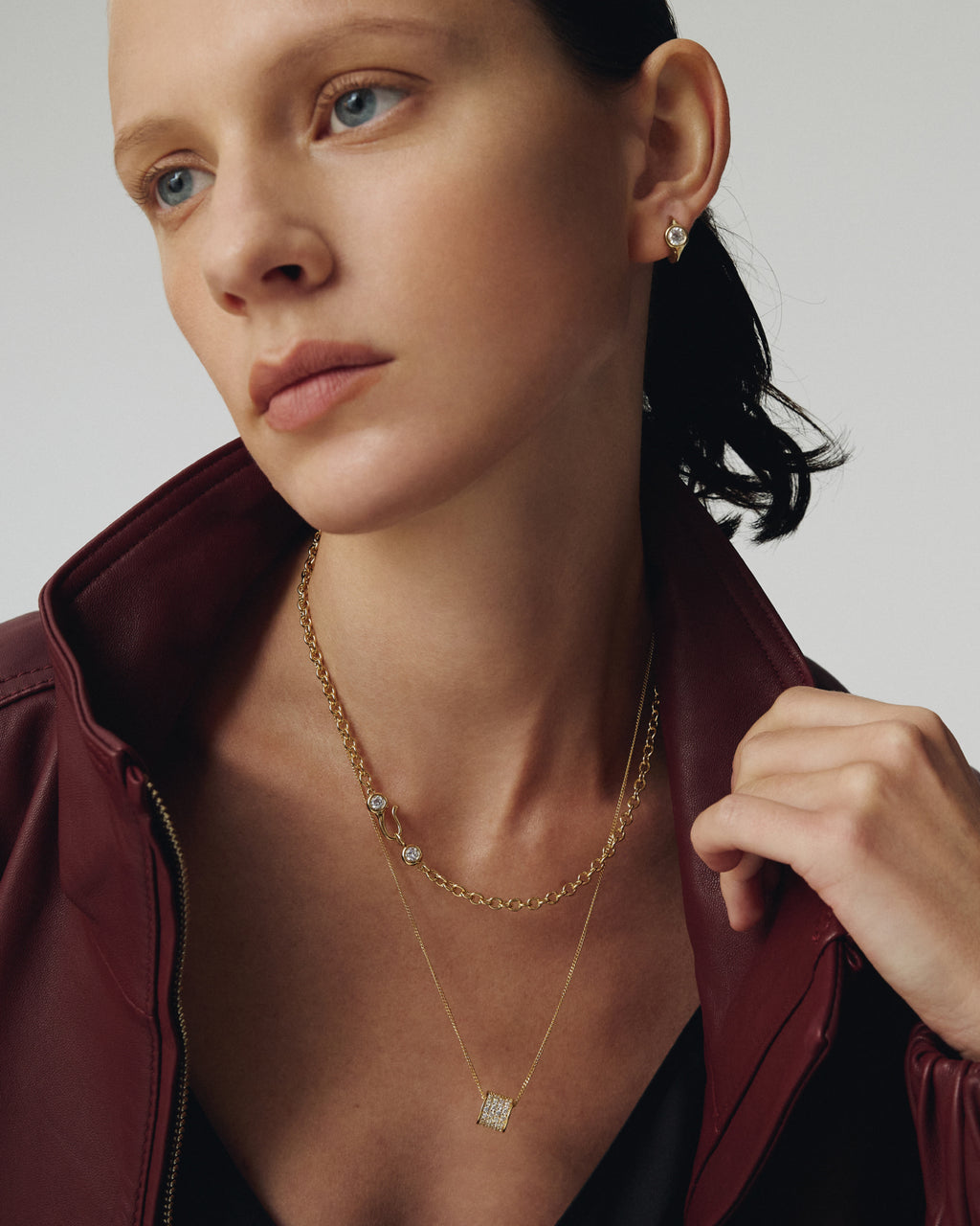 Numbering - Bezel Set Solitaire Hoop Earrings #3203 product image 2 | TRAB K-Fashion Australia
