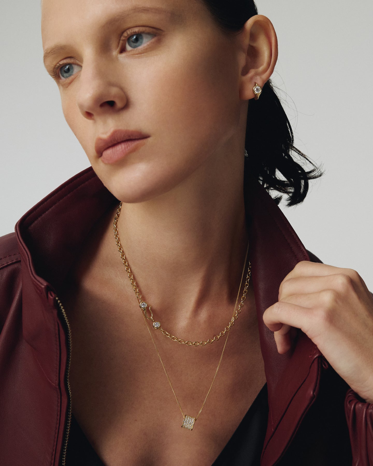 Numbering - Bezel Set Solitaire Hoop Earrings #3203 product image 2 | TRAB K-Fashion Australia