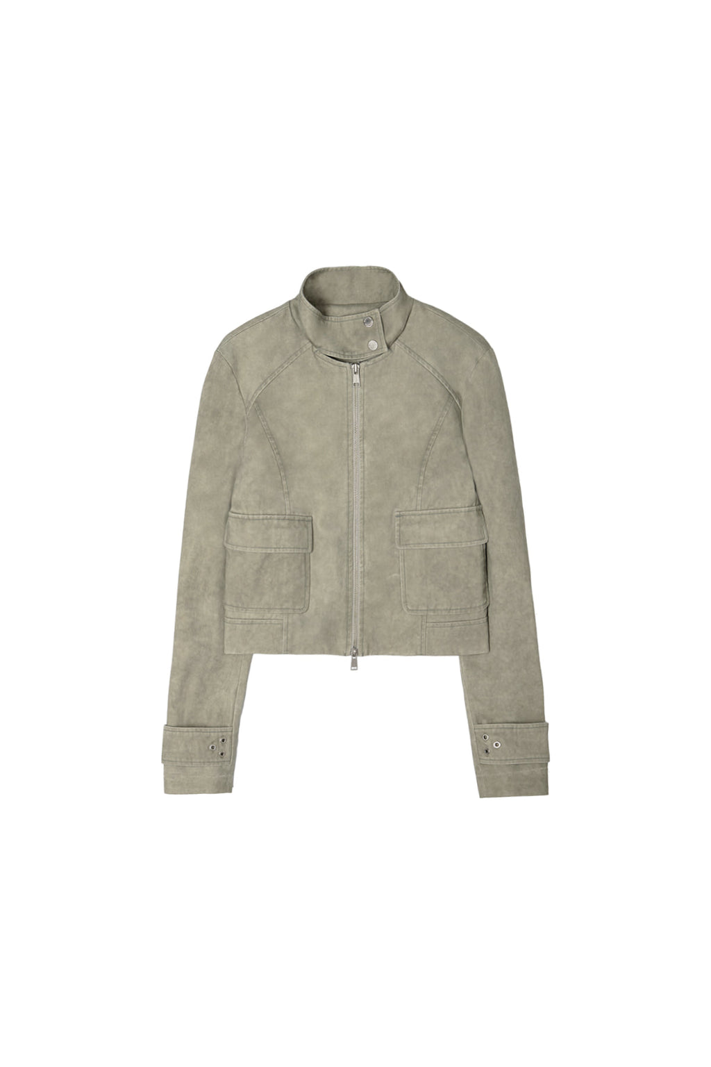 Matin Kim - Washed Slim Biker Jumper (Light Khaki) product image 1 | TRAB K-Fashion Australia