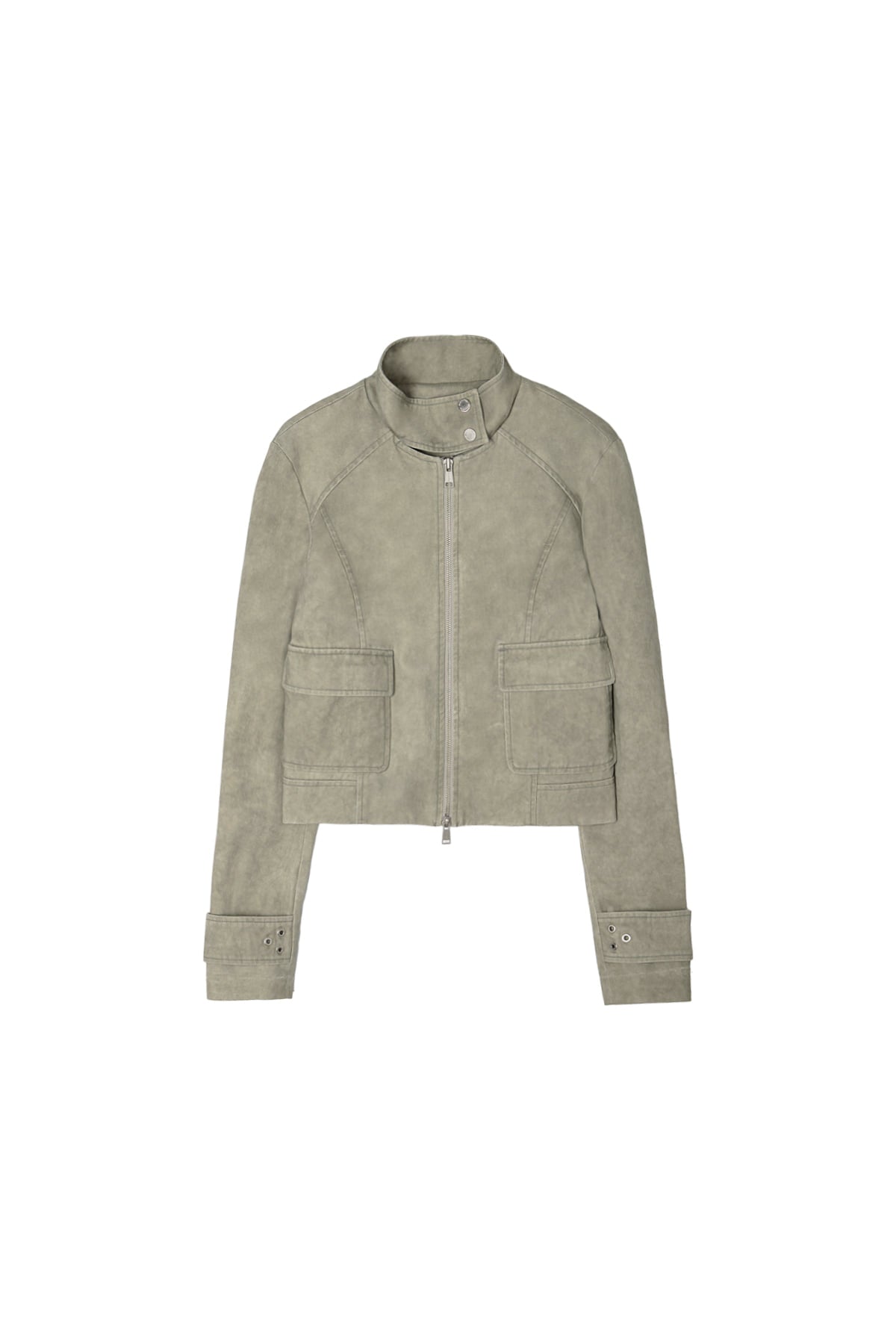 Matin Kim - Washed Slim Biker Jumper (Light Khaki) product image 1 | TRAB K-Fashion Australia