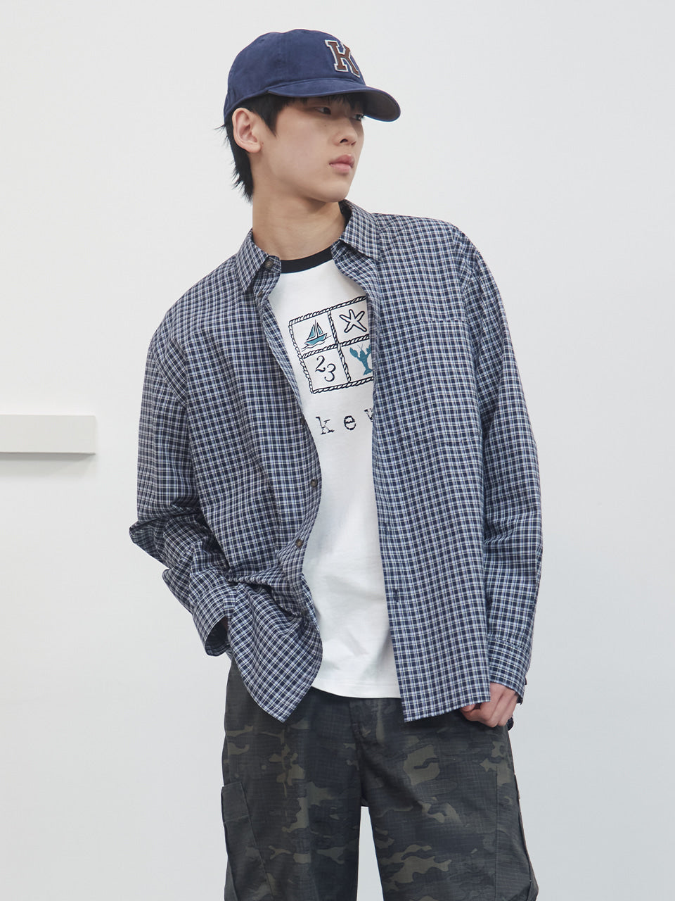 Kijun - Soft Check Shirt (Blue) product image 1 | TRAB K-Fashion Australia