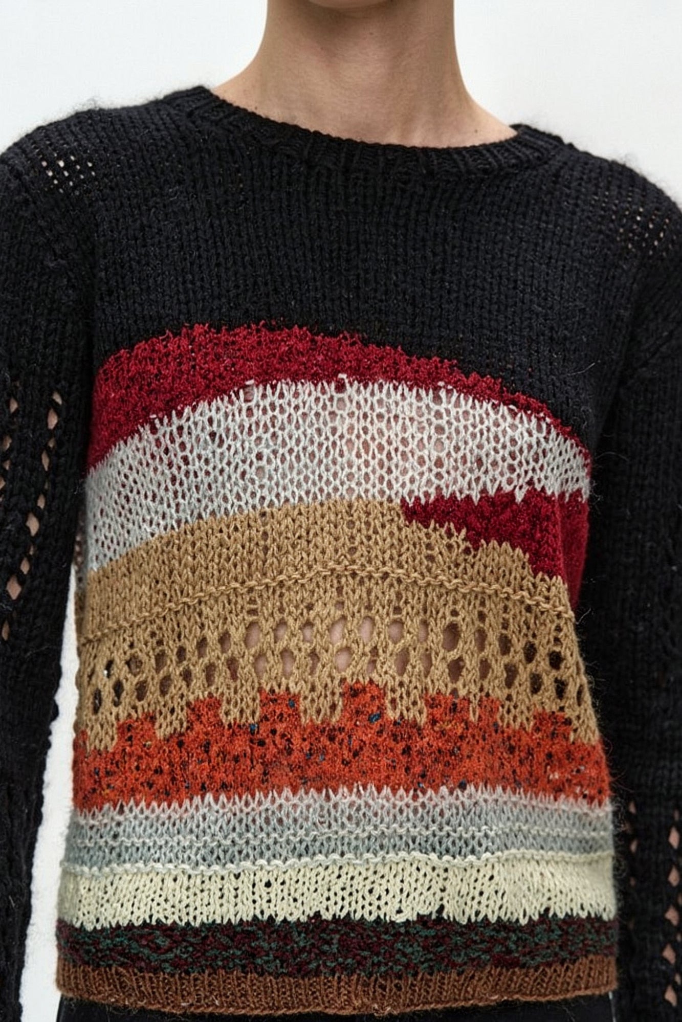 Andersson Bell - Black Hand-Crocheted Crew-Neck Sweater (Black) product image 5 | TRAB K-Fashion Australia