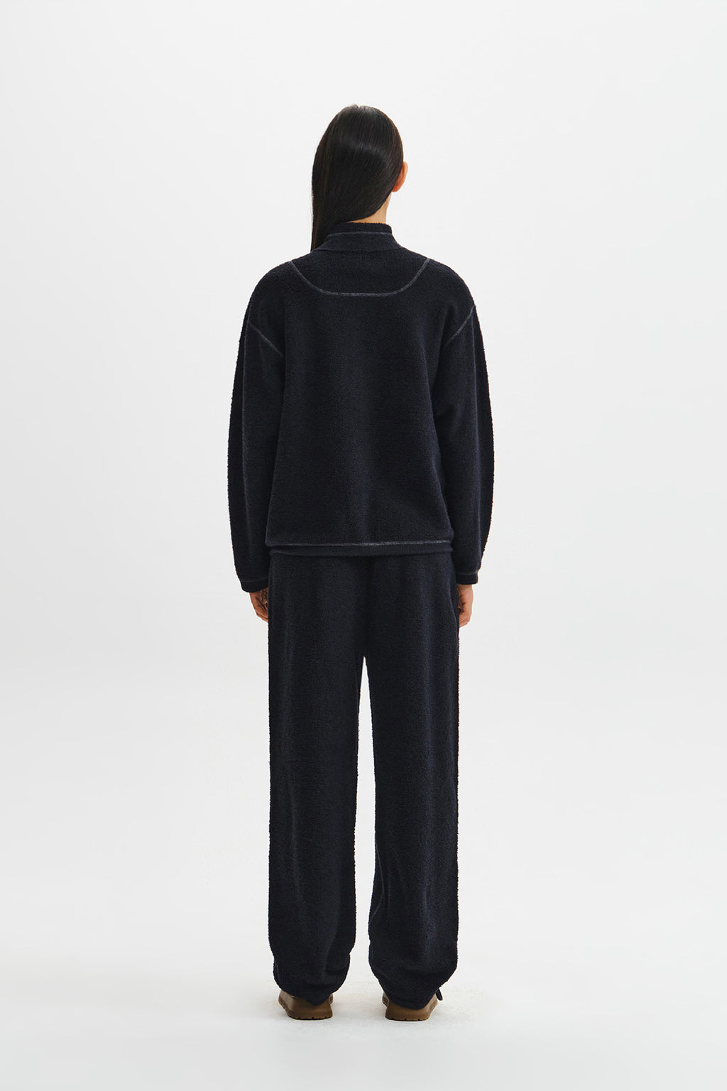 Matin Kim - Boucle Texture Knit Zip Up (Dark Navy) product image 9 | TRAB K-Fashion Australia