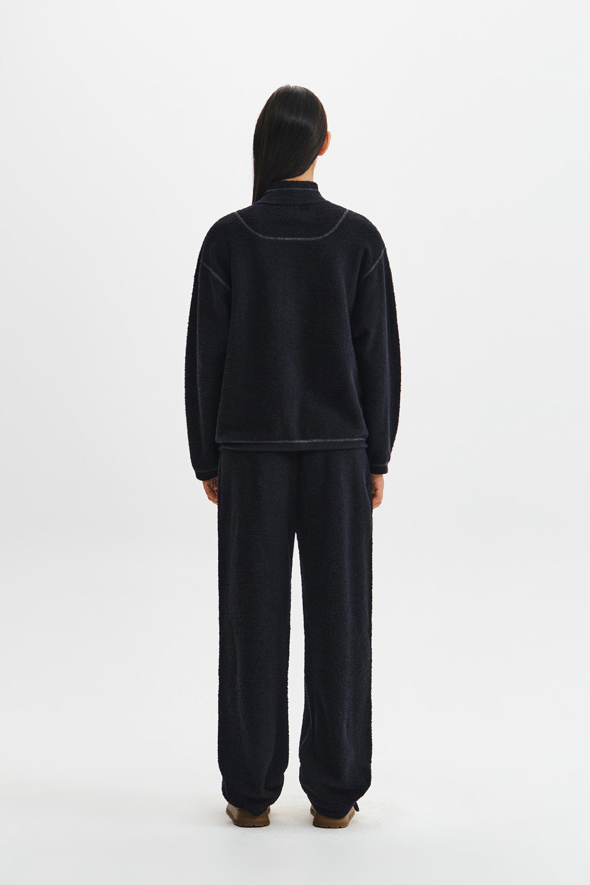 Matin Kim - Boucle Texture Knit Zip Up (Dark Navy) product image 9 | TRAB K-Fashion Australia