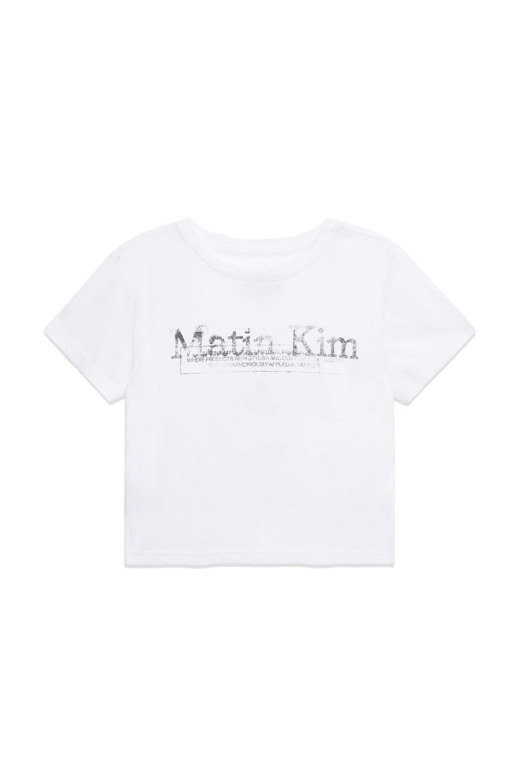 Matin Kim - Stamp Logo Graphic Crop Top (White) product image 2 | TRAB K-Fashion Australia