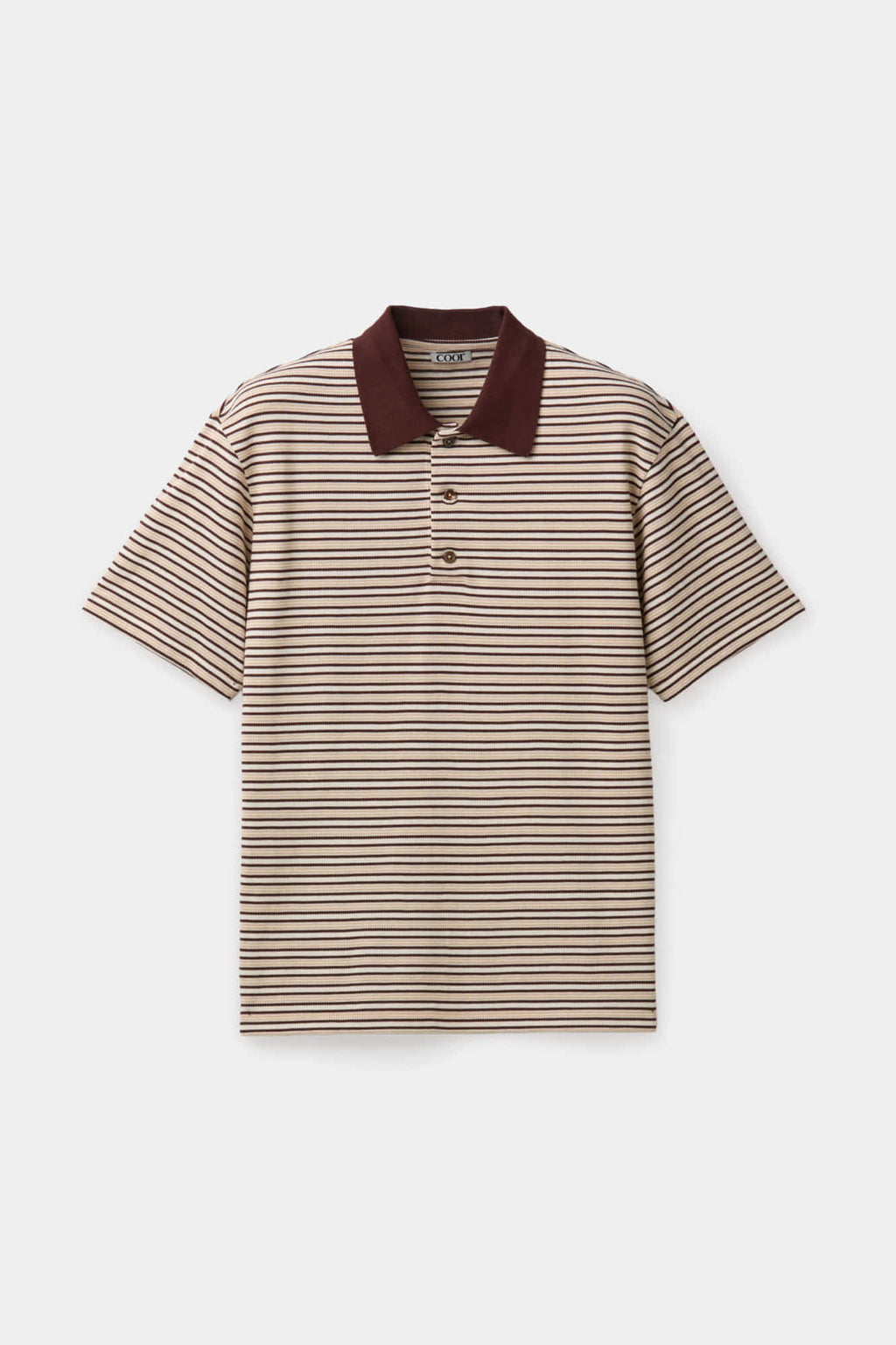 Coor - Multi-Pin Stripe Polo Shirt (Brown) product image 1 | TRAB K-Fashion Australia