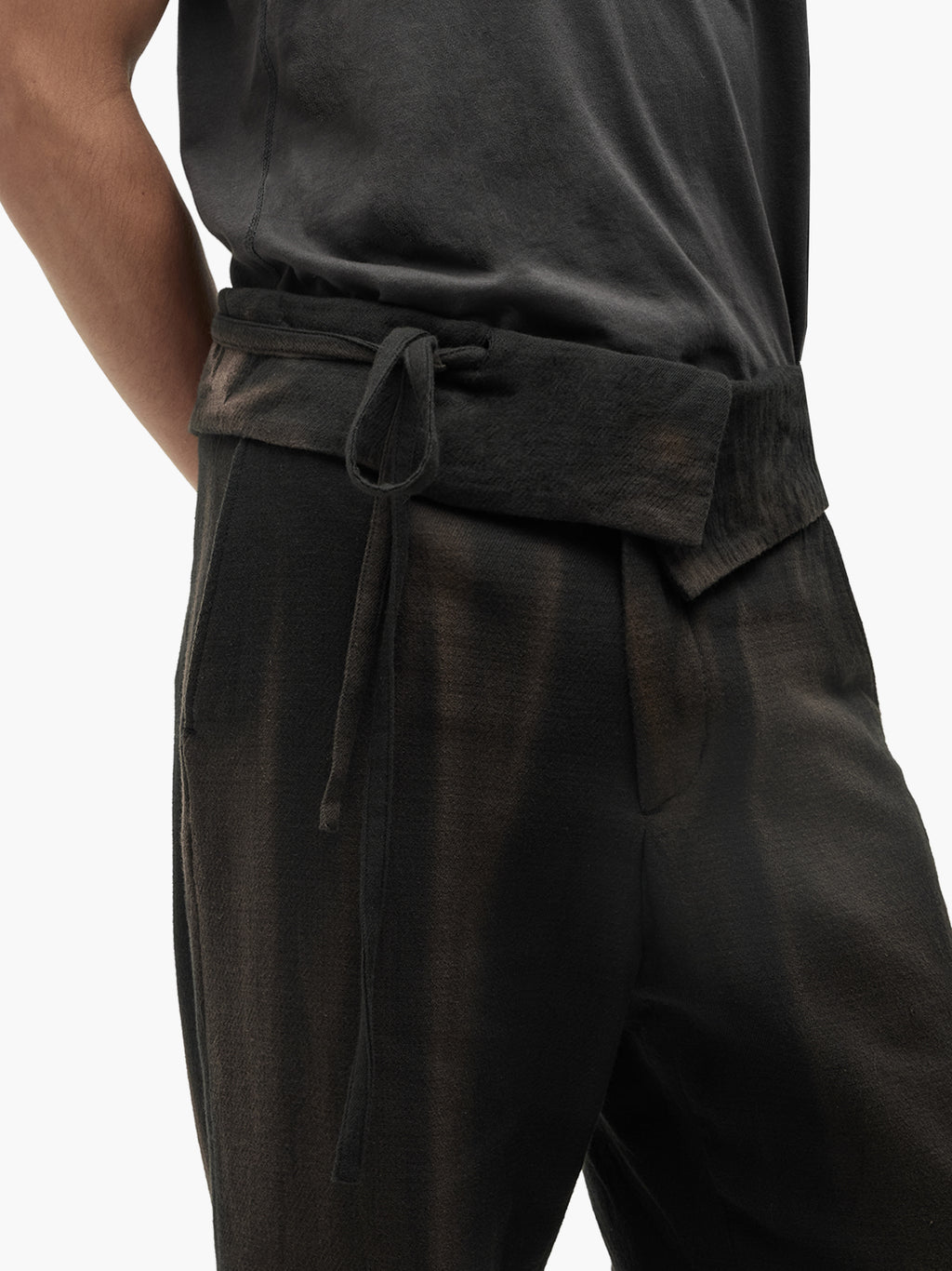 Jiyong Kim - Sun-Bleached Folded Trousers (Black) product image 6 | TRAB K-Fashion Australia