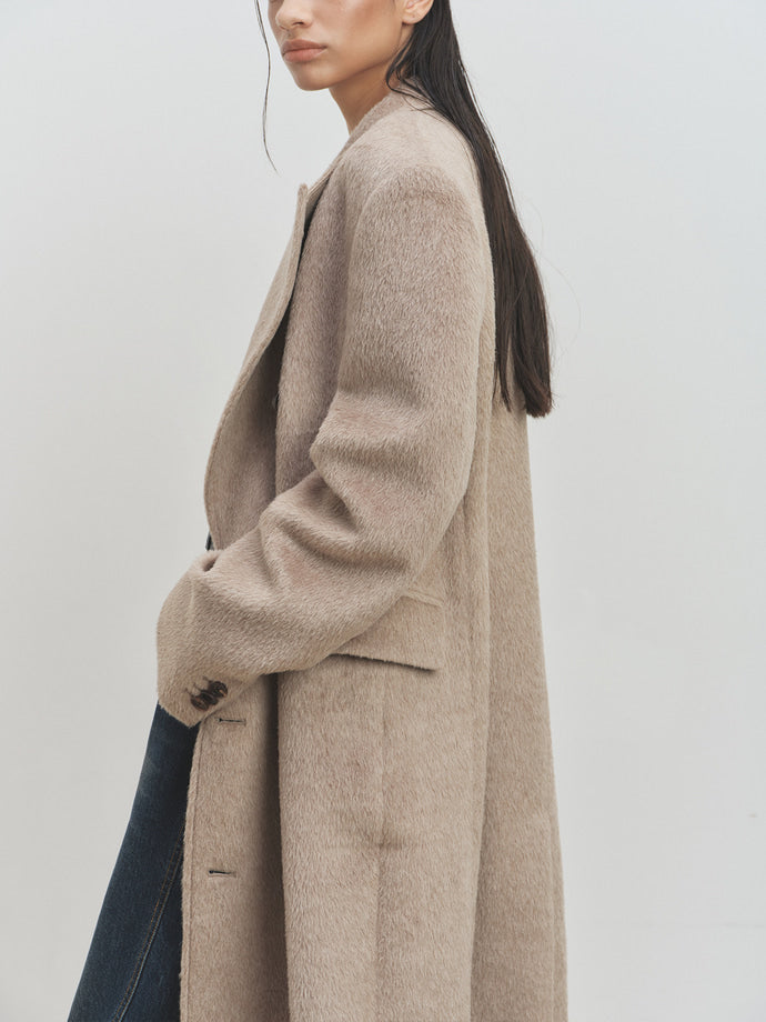 Tonywack - Wool And Alpaca Fitted Double-Breasted Maxi Coat (Beige) product image 9 | TRAB K-Fashion Australia