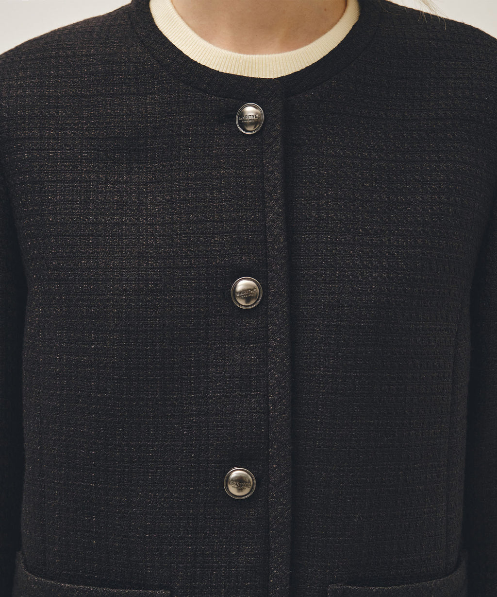 Marithe & Francois Girbaud - Tweed Round Neck Jacket (Black) product image 4 | TRAB K-Fashion Australia