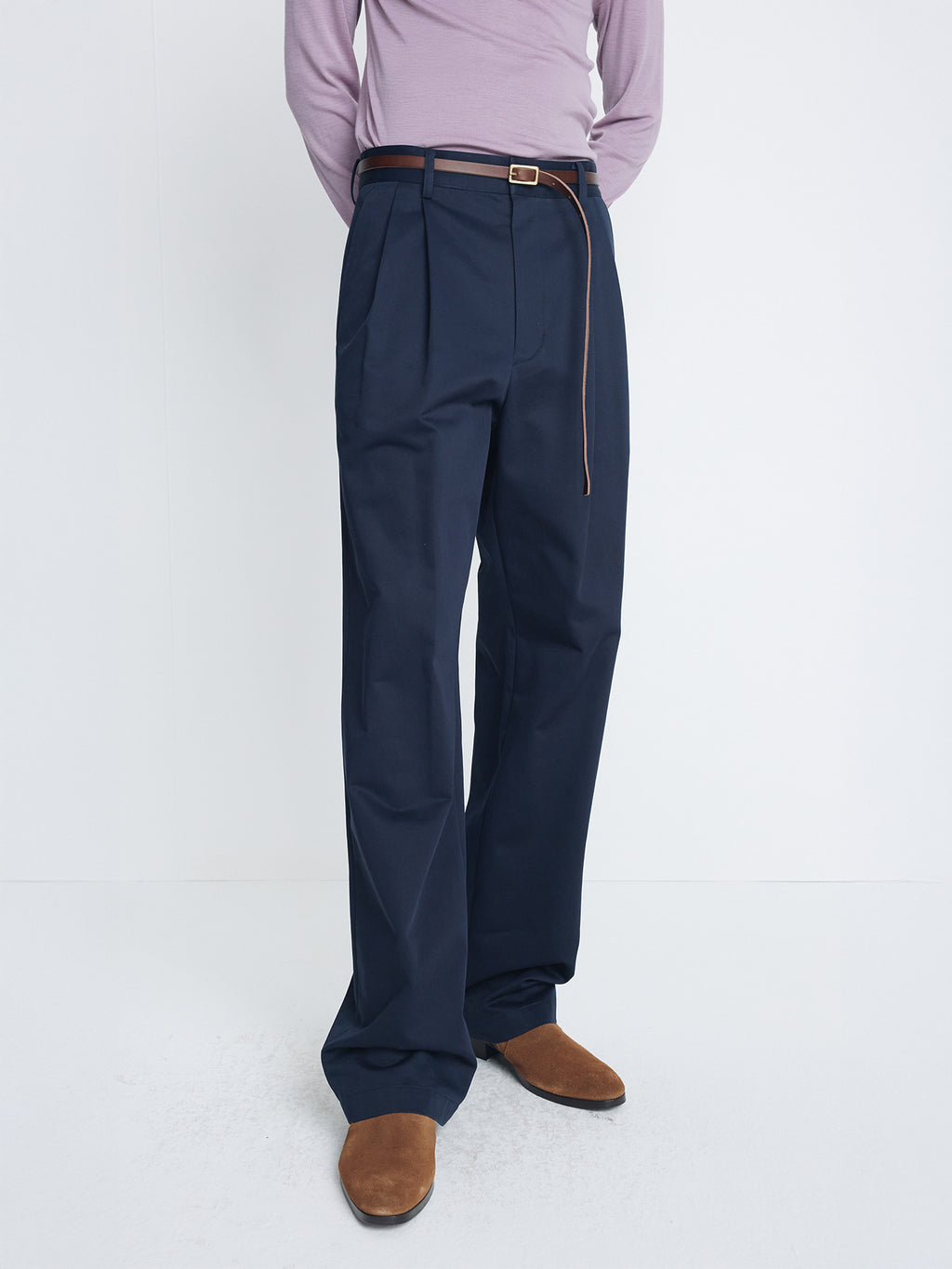 Tonywack - Cotton Drill Pleated Chino Pants (Navy) product image 5 | TRAB K-Fashion Australia