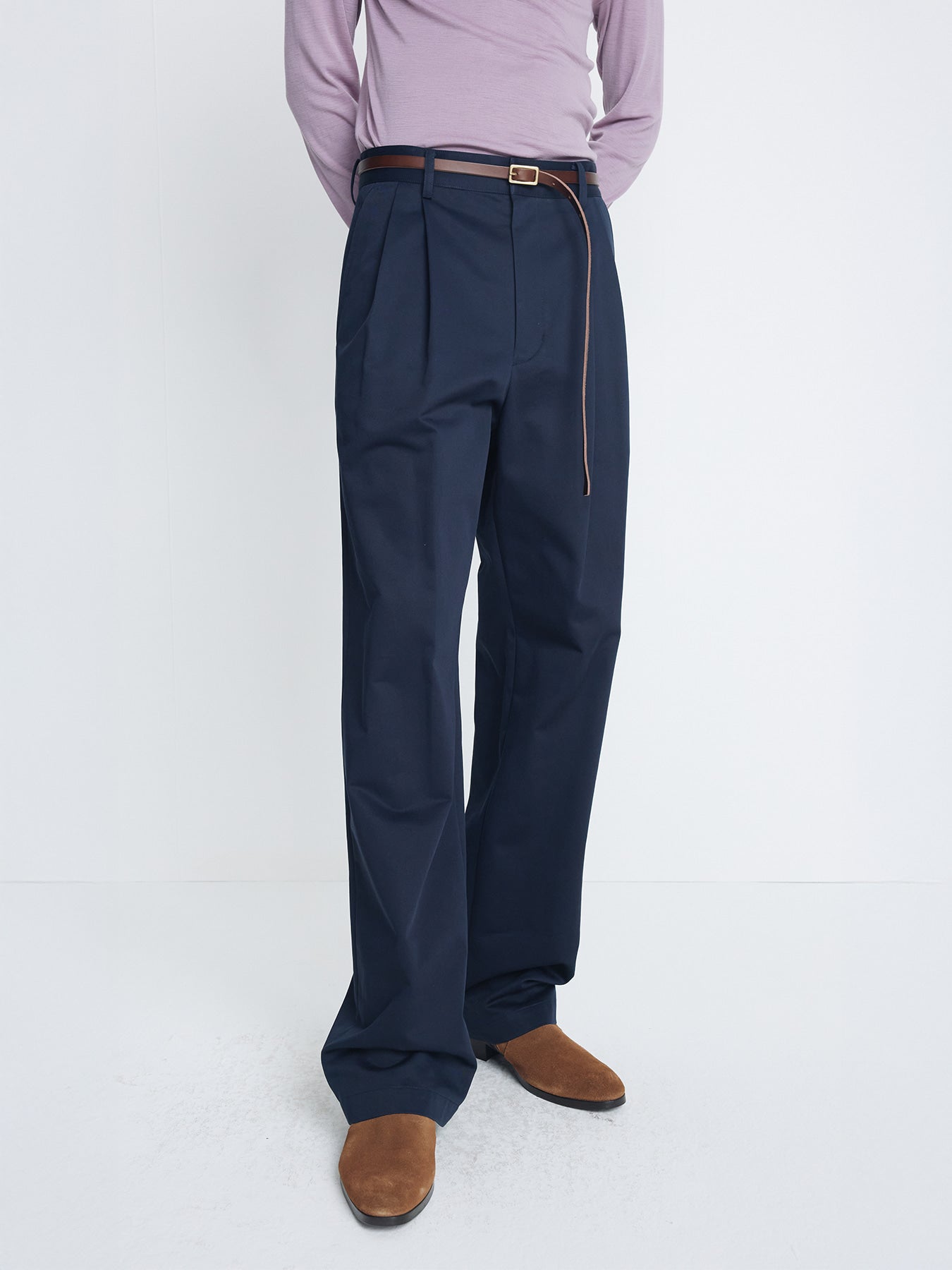 Tonywack - Cotton Drill Pleated Chino Pants (Navy) product image 5 | TRAB K-Fashion Australia