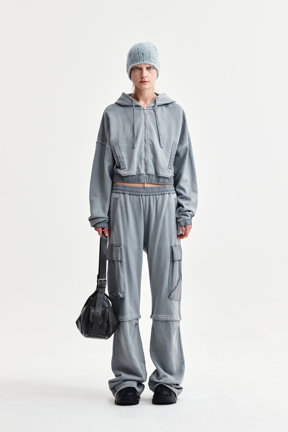 Matin Kim - Pigment Dyed Cargo Pants (Light Grey) product image 1 | TRAB K-Fashion Australia