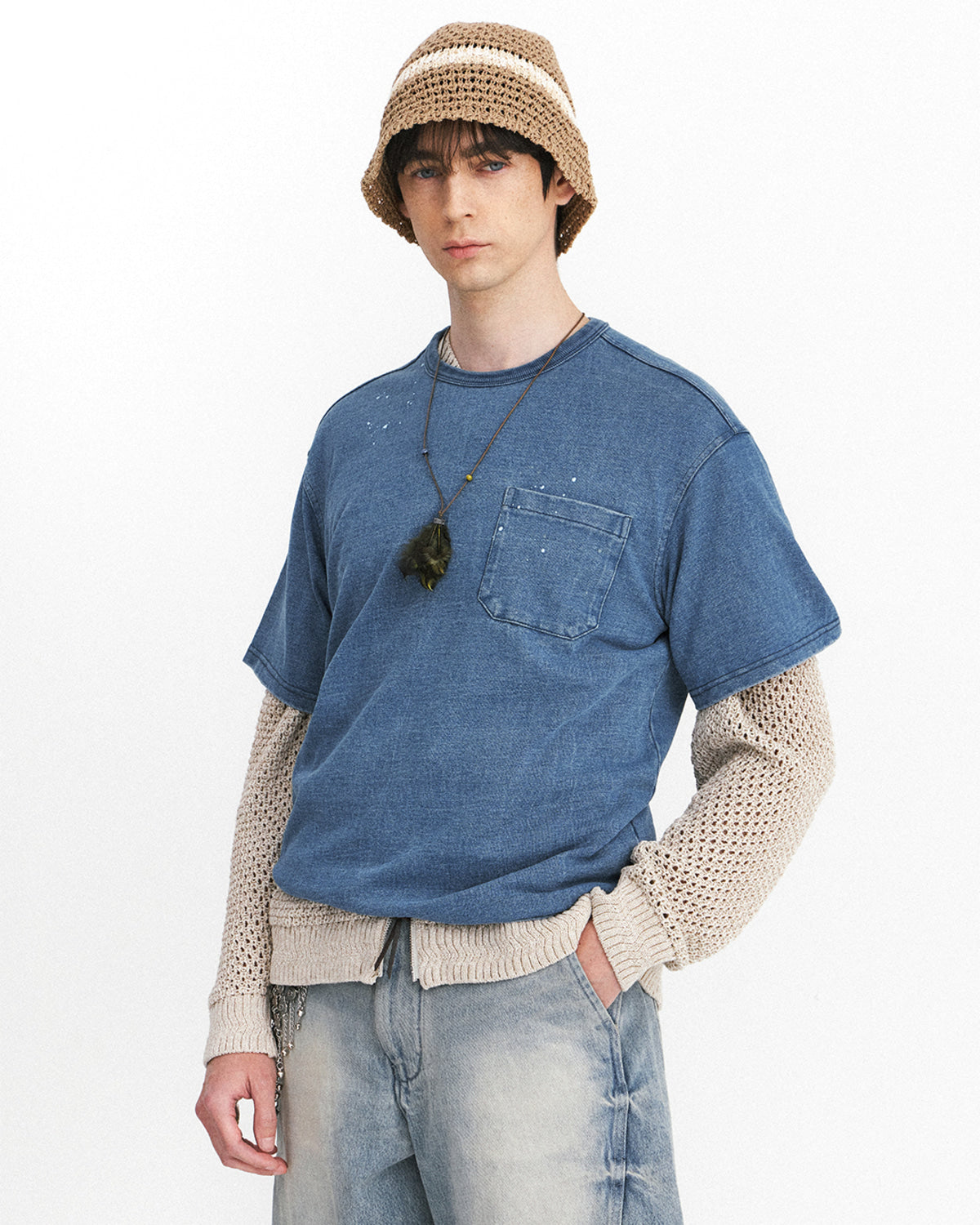 Eastlogue - Naval Embroidery T-shirts (Washed Indigo) product image 3 | TRAB K-Fashion Australia