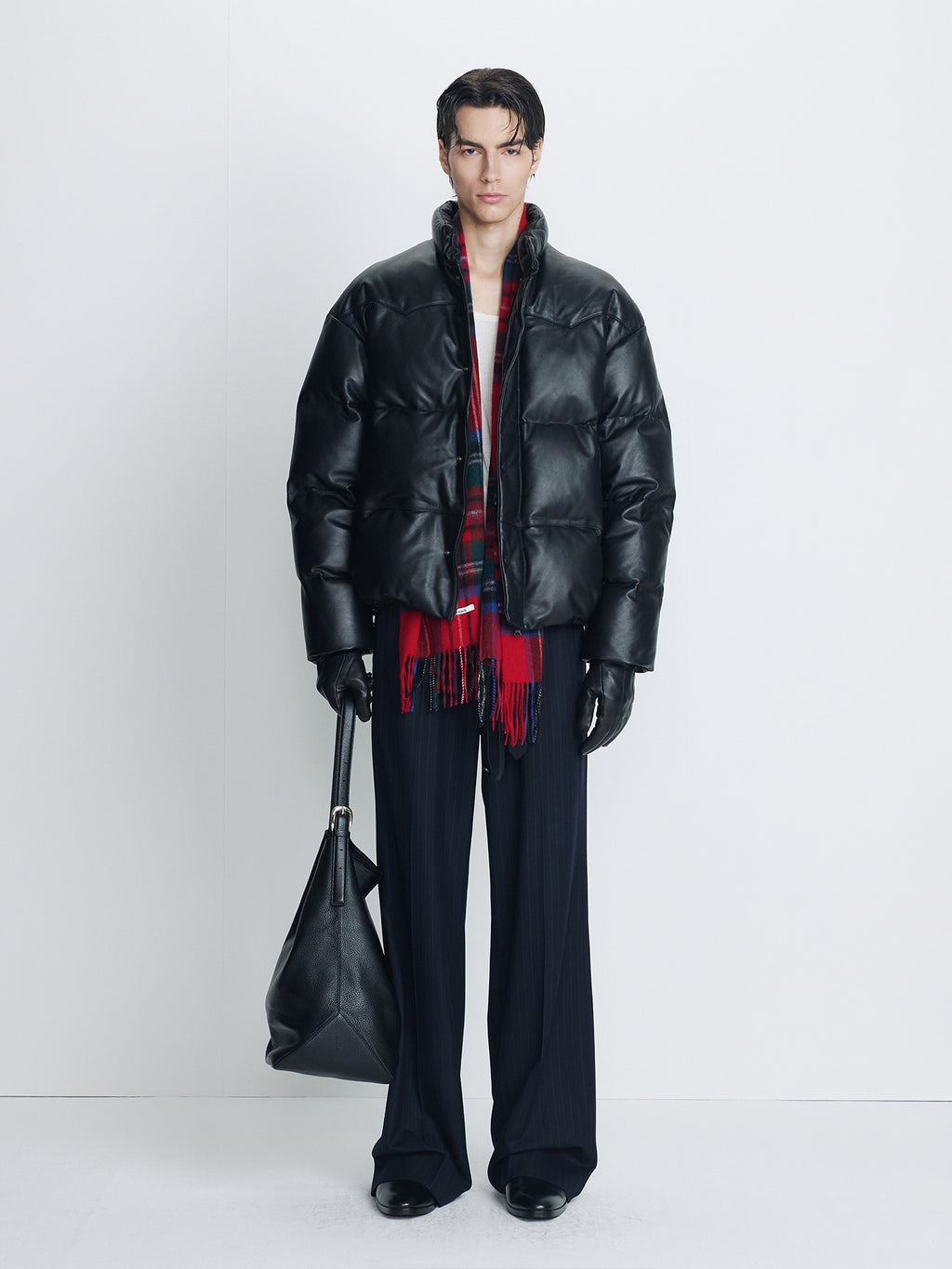 Tonywack - Lamb Leather Down Puffer Jacket (Black) product image 2 | TRAB K-Fashion Australia