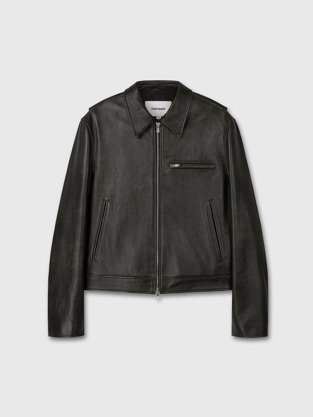 Tonywack - Leather Chest Zip Jacket (Vintage Treatment) (Black) product image 8 | TRAB K-Fashion Australia