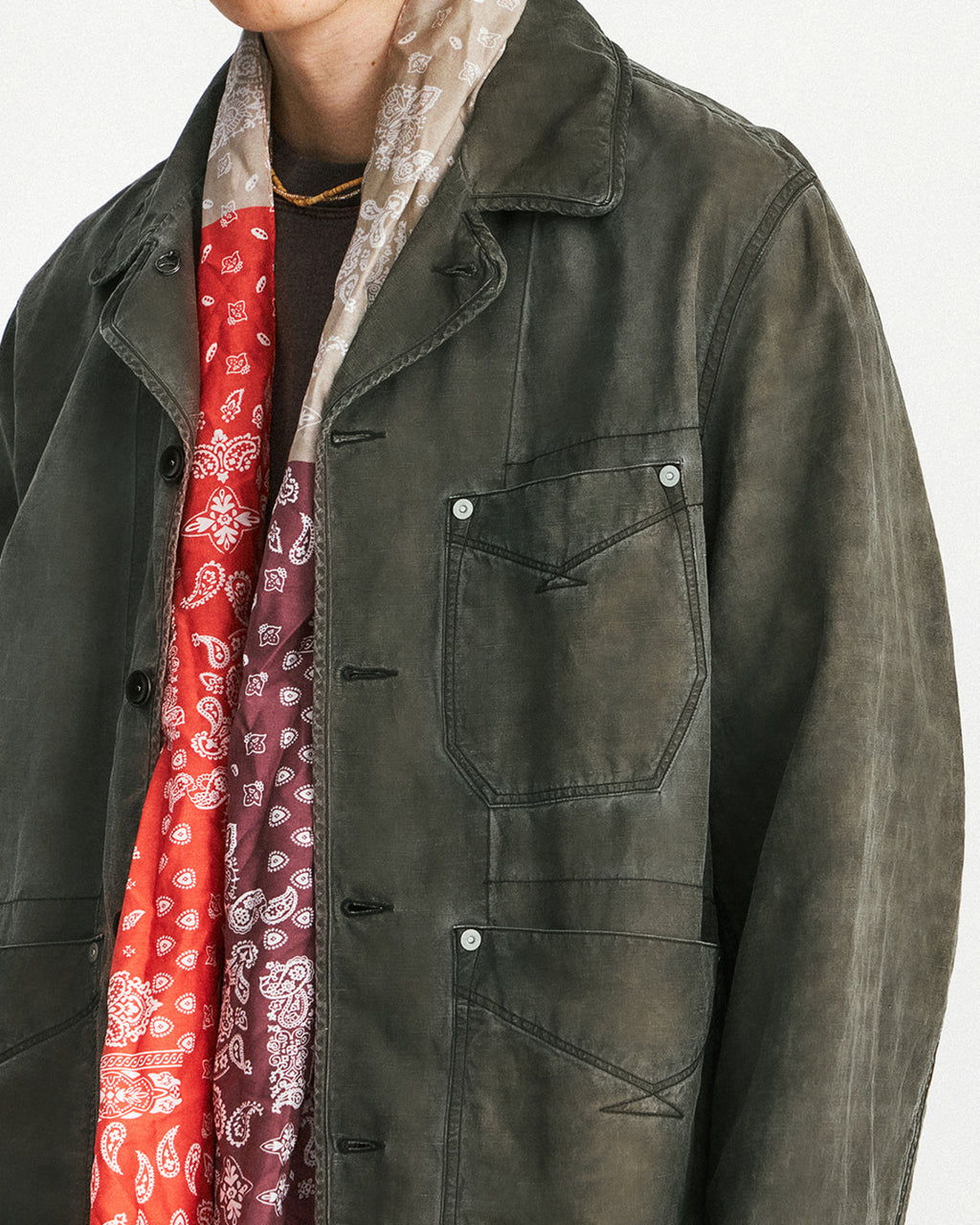 Eastlogue - Wanderer Chore Jacket (Olive Dyeing Linen) product image 8 | TRAB K-Fashion Australia