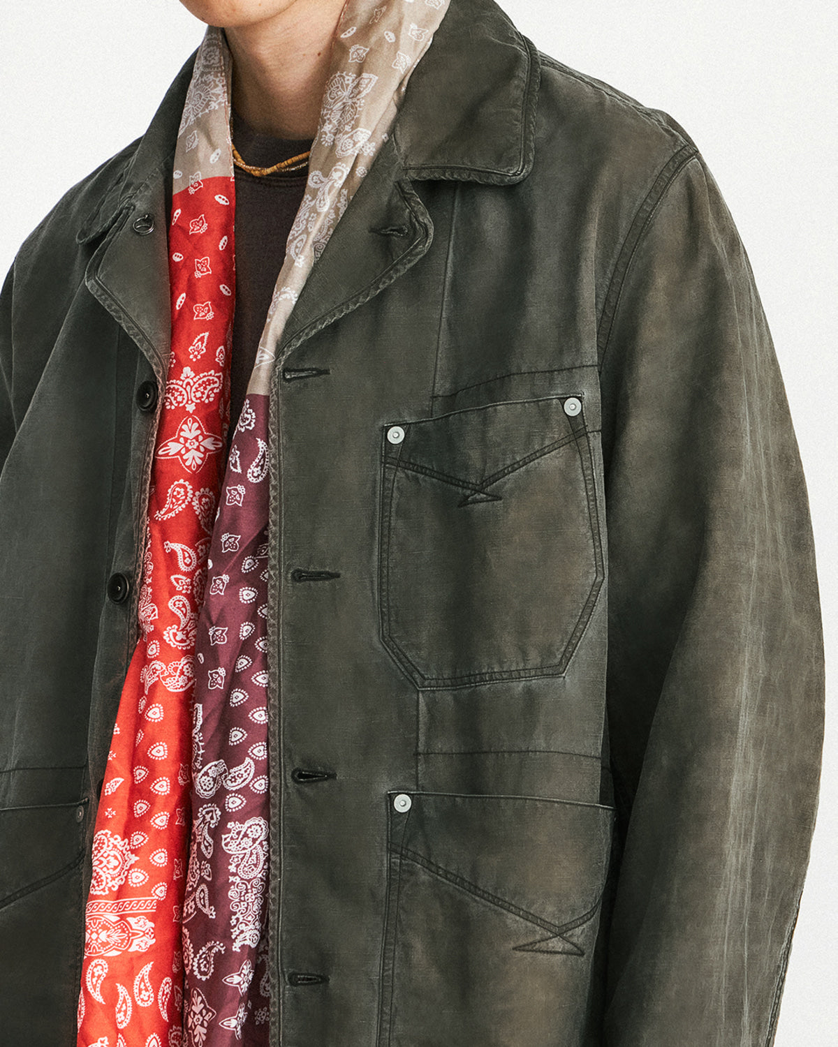 Eastlogue - Wanderer Chore Jacket (Olive Dyeing Linen) product image 8 | TRAB K-Fashion Australia