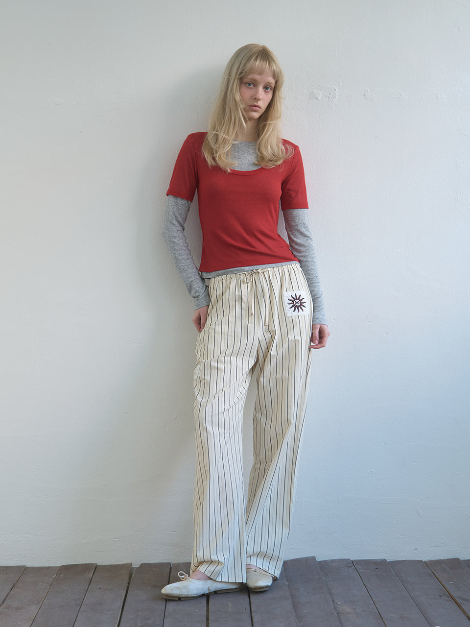 Kijun - Layered Jersey Top (Red) product image 1 | TRAB K-Fashion Australia