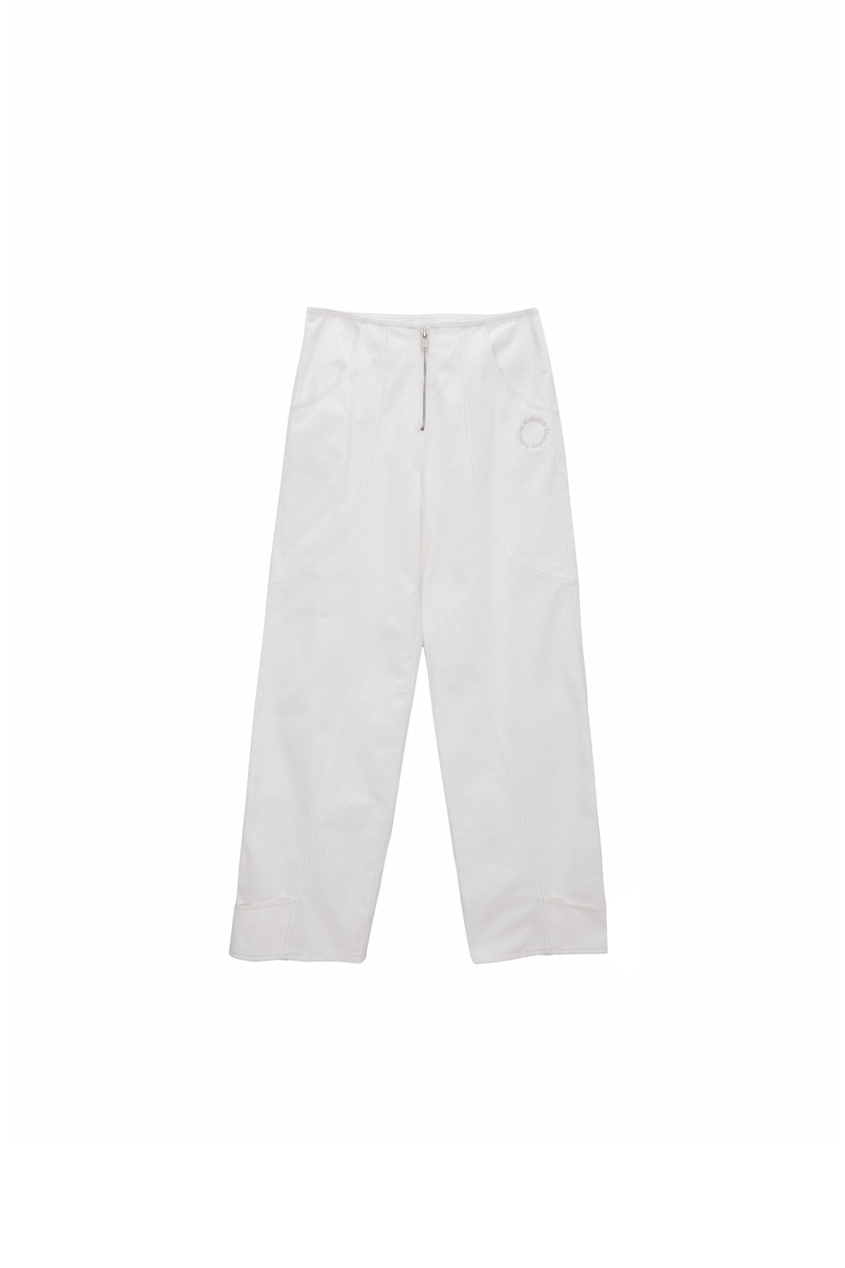 Matin Kim - Wavy Stitch Zipper Cotton Pants (White) product image 1 | TRAB K-Fashion Australia