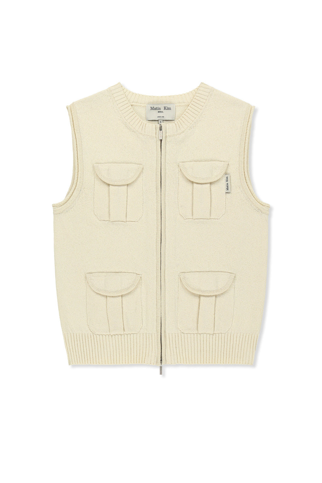 Matin Kim - Pocket Washed Knit Vest (Light Beige) product image 1 | TRAB K-Fashion Australia