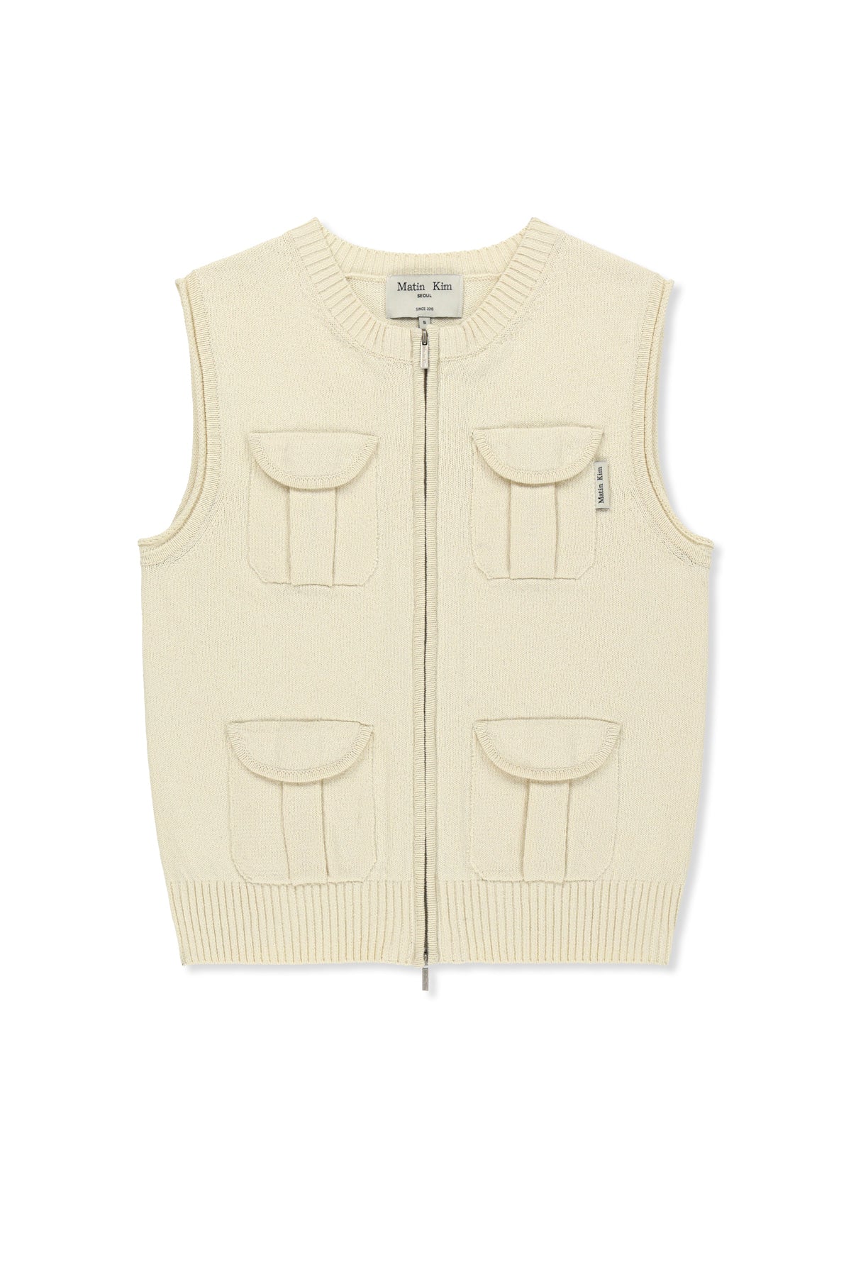 Matin Kim - Pocket Washed Knit Vest (Light Beige) product image 1 | TRAB K-Fashion Australia