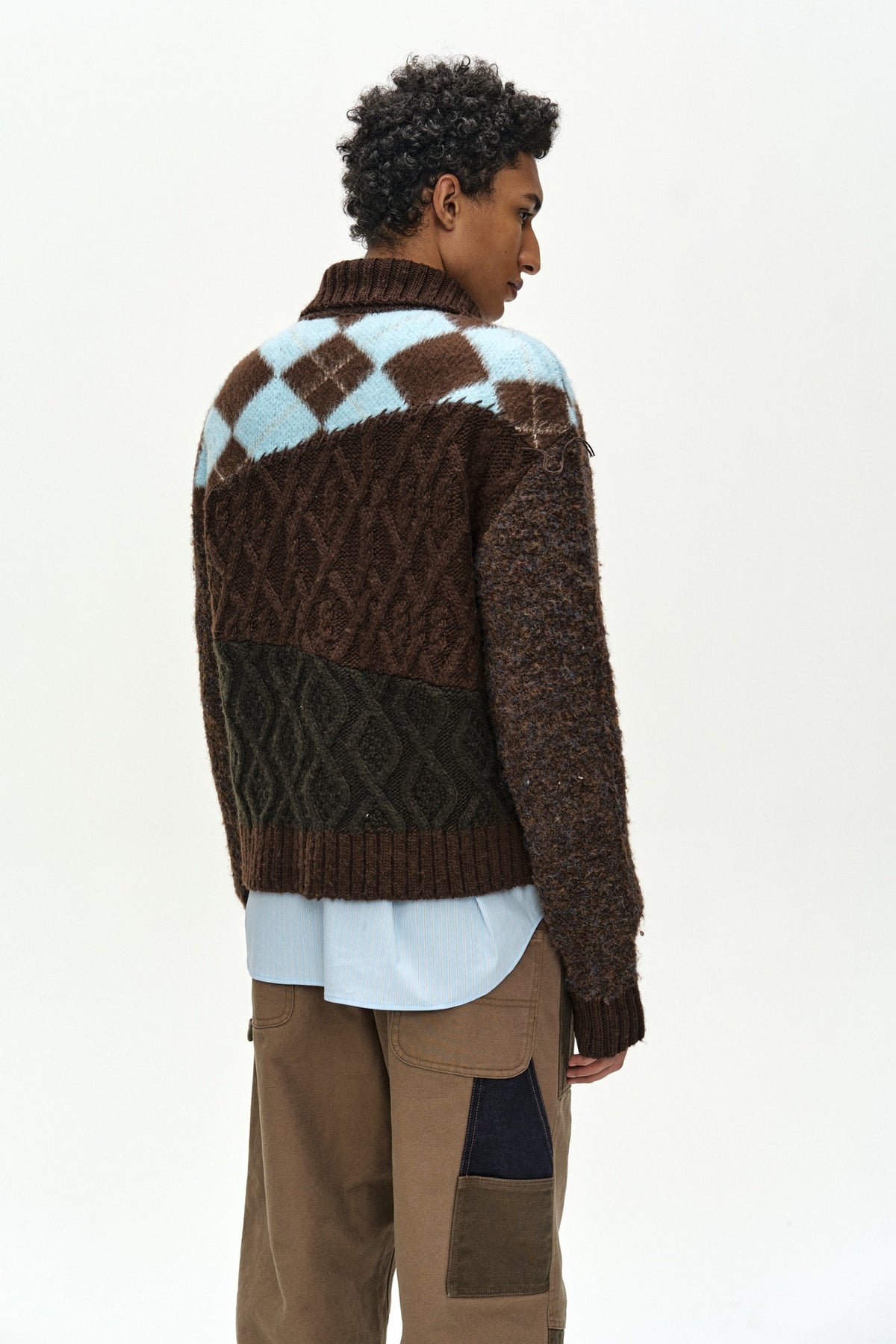 Andersson Bell - Patchwork Zip-Up Sweater (Brown/Khaki) product image 5 | TRAB K-Fashion Australia