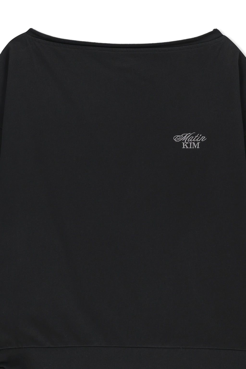 Matin Kim - Back Logo Raw Cut Boat Neck Top (Black) product image 3 | TRAB K-Fashion Australia