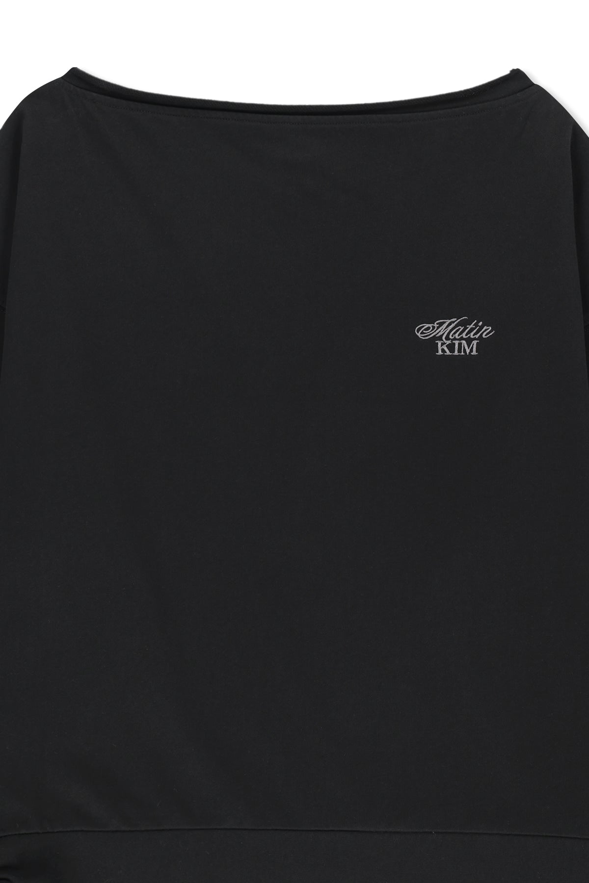 Matin Kim - Back Logo Raw Cut Boat Neck Top (Black) product image 3 | TRAB K-Fashion Australia