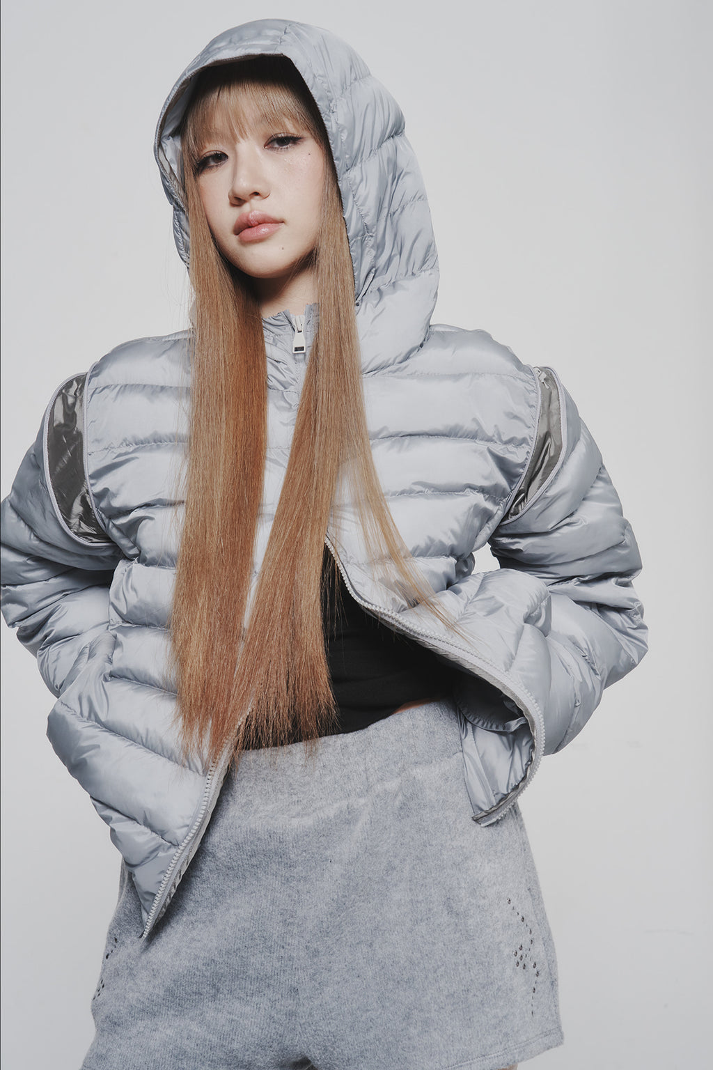 Deinet - Point Wellon Hooded Jacket (Silver) product image 7 | TRAB K-Fashion Australia