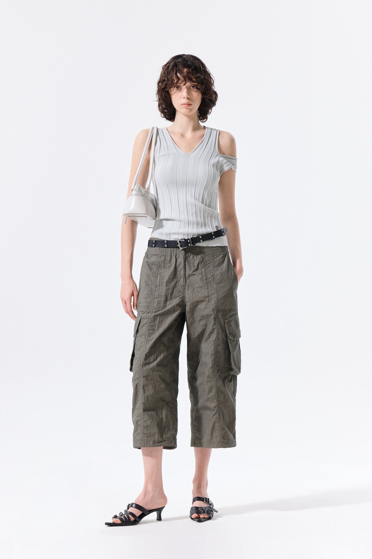 Matin Kim - Cut Out Sleeveless Knit Top (Light Grey) product image 8 | TRAB K-Fashion Australia