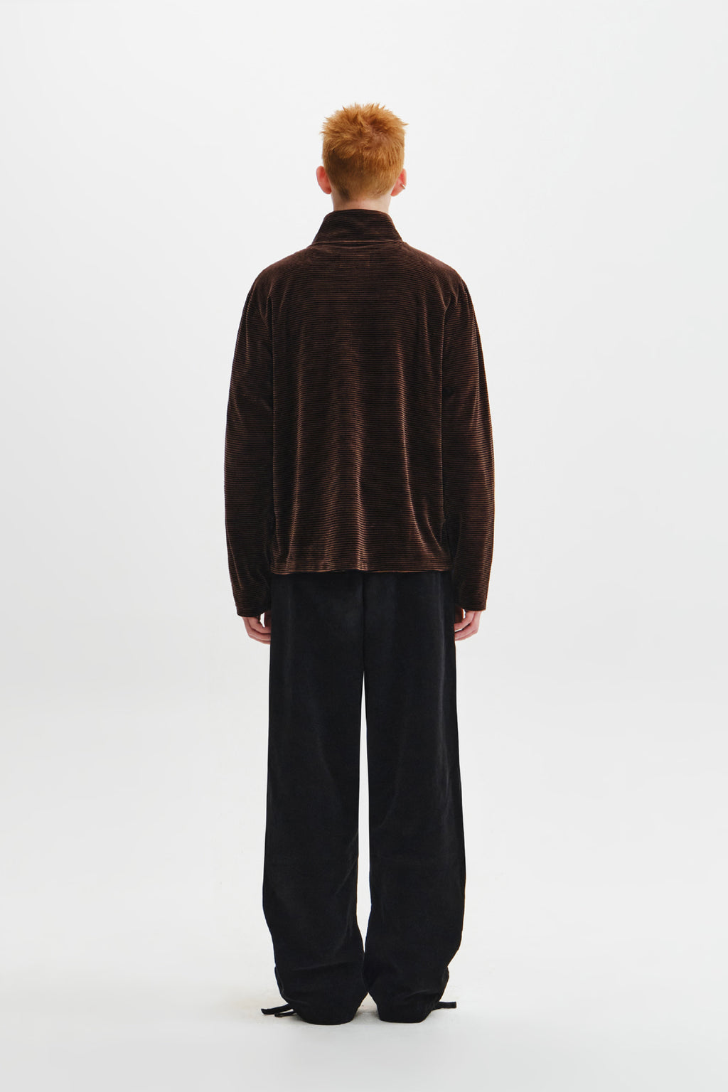 Matin Kim - [Pre-Order – Ships October 8] Striped Velour Zip Up (Brown) product image 9 | TRAB K-Fashion Australia
