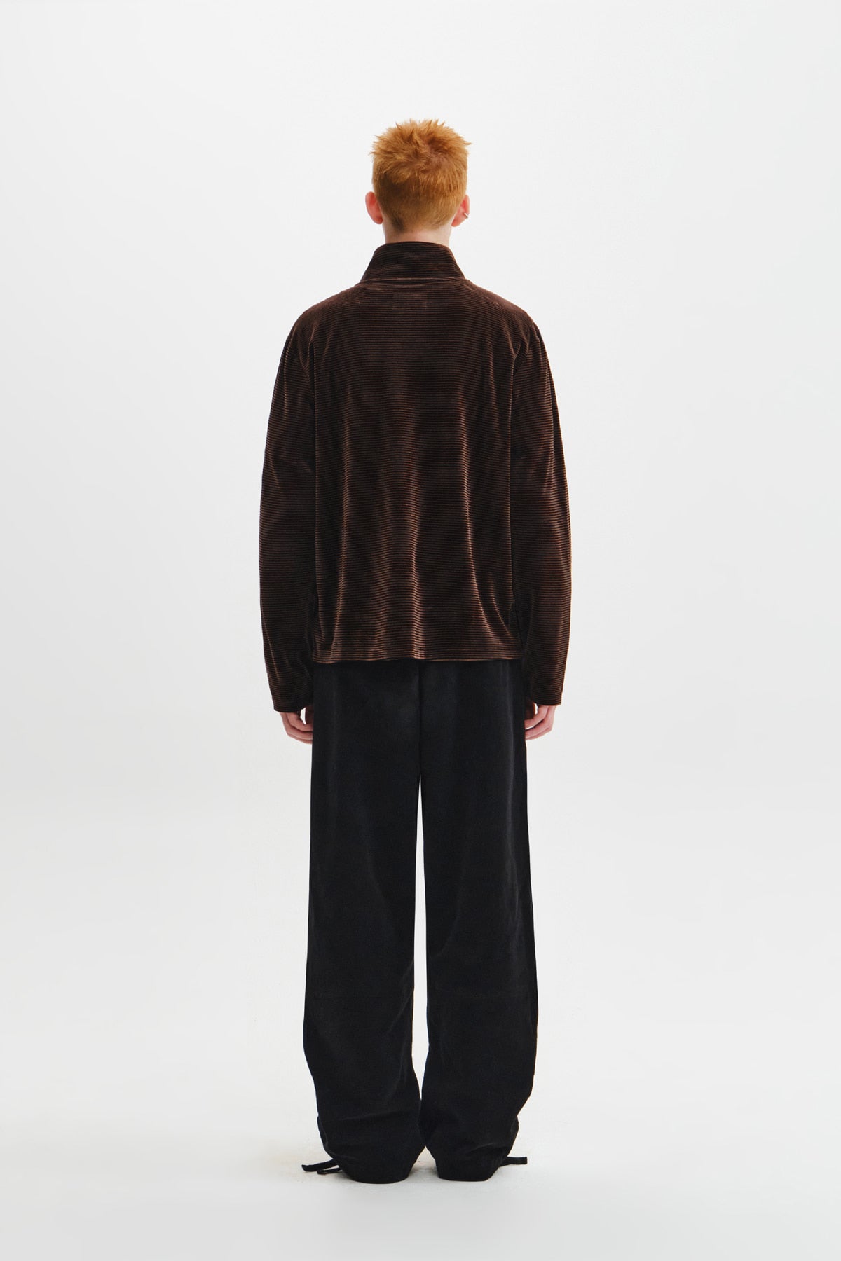 Matin Kim - [Pre-Order – Ships October 8] Striped Velour Zip Up (Brown) product image 9 | TRAB K-Fashion Australia