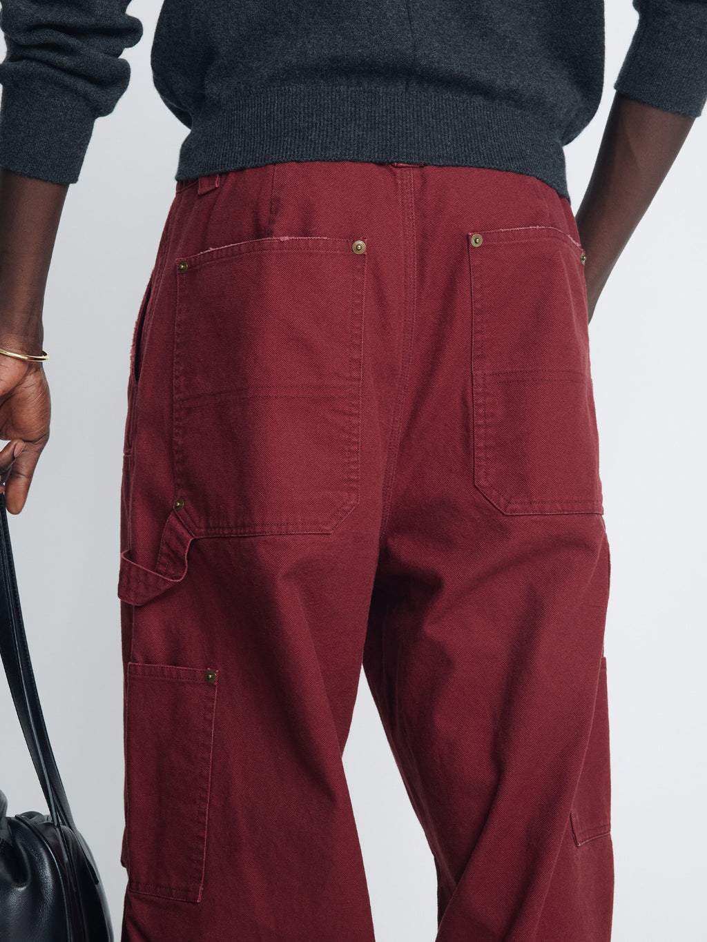 Tonywack - Garment Washed Wide Leg Carpenter Pants (Faded Maroon) product image 6 | TRAB K-Fashion Australia