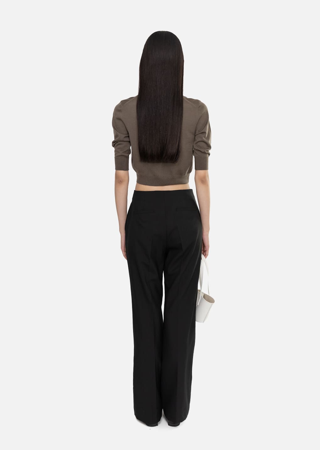 Amomento - Wool V-neck Crop Cardigan (Brown) product image 4 | TRAB K-Fashion Australia