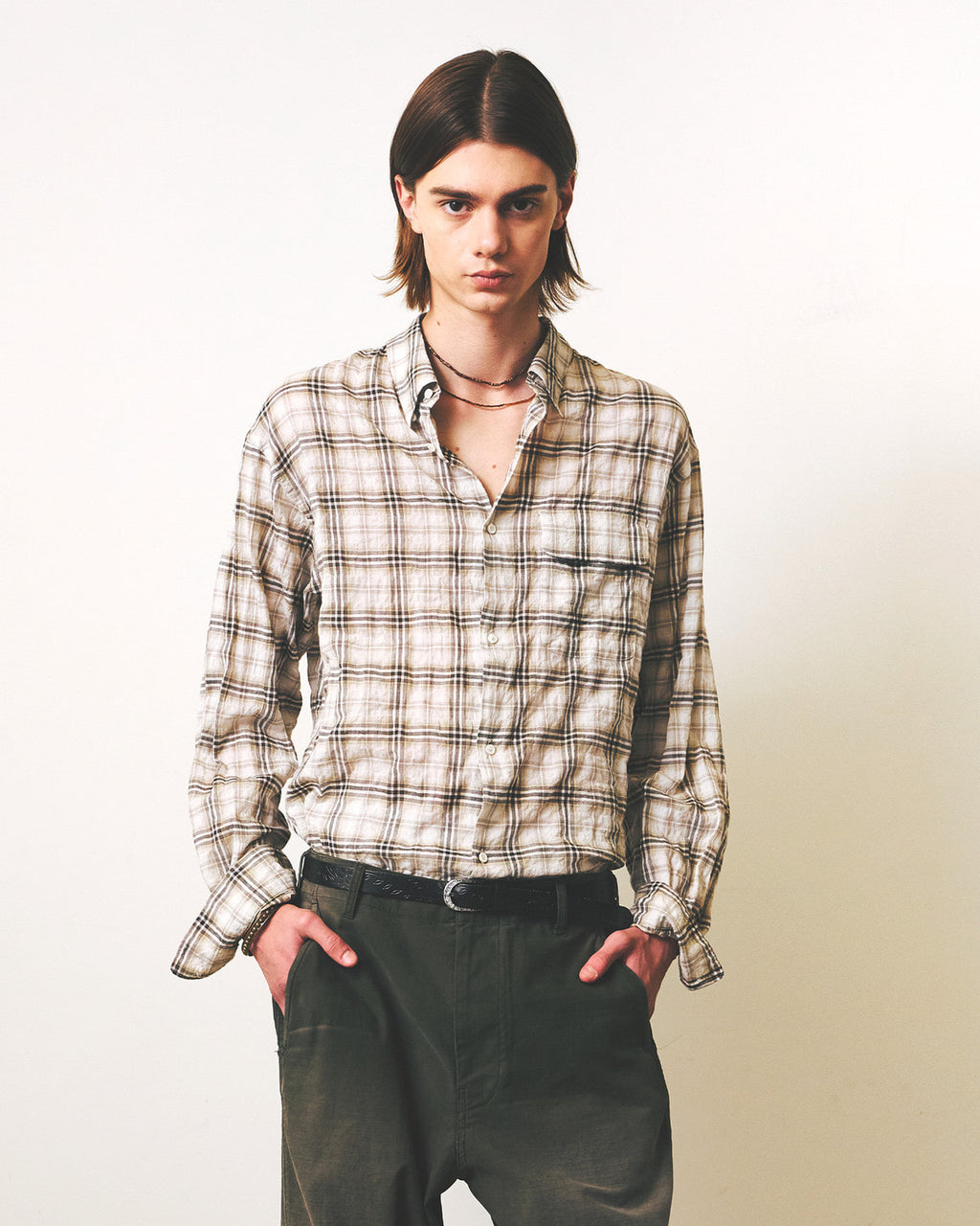 Eastlogue - Holiday Shirts (Beige & Black Check) product image 3 | TRAB K-Fashion Australia