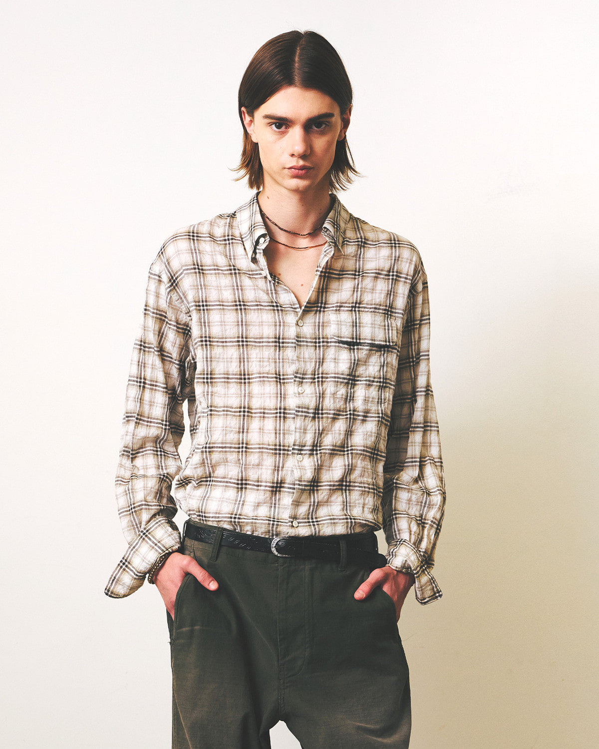Eastlogue - Holiday Shirts (Beige & Black Check) product image 3 | TRAB K-Fashion Australia