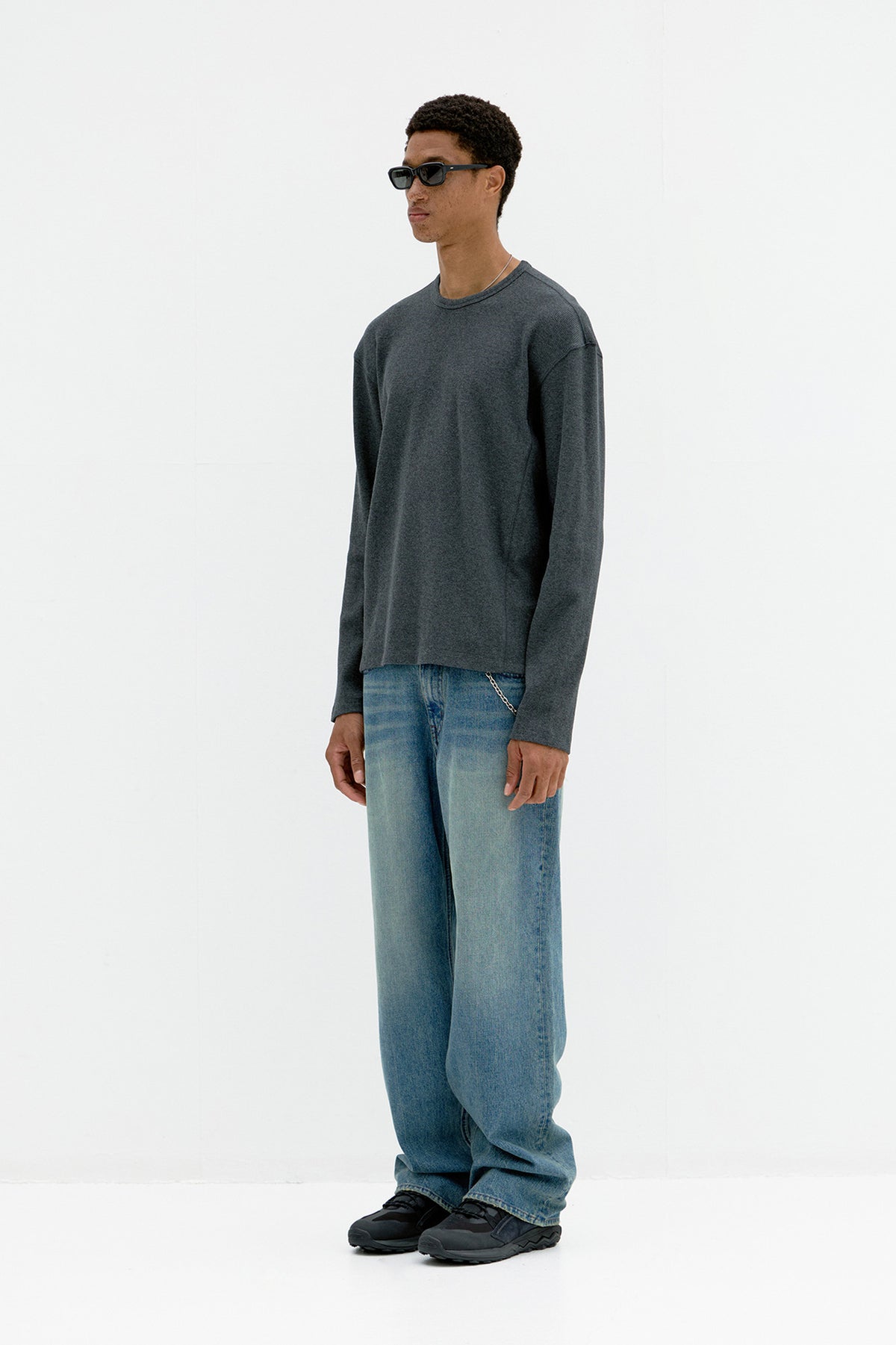Coor - Regular Fit Waffle Long Sleeve (Charcoal) product image 3 | TRAB K-Fashion Australia